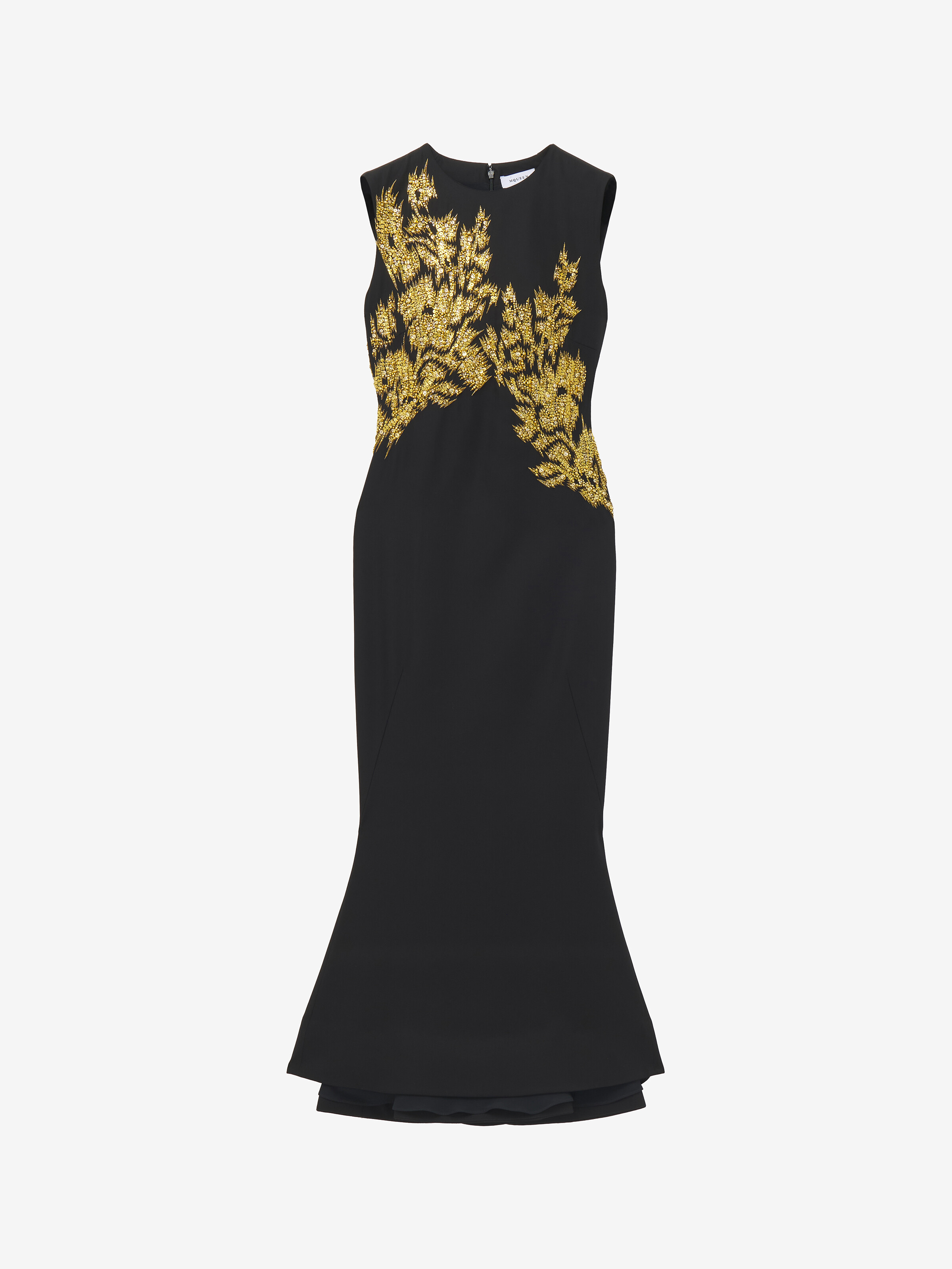 Women's Warped Floral Embroidery Midi Dress in Black | McQueen US