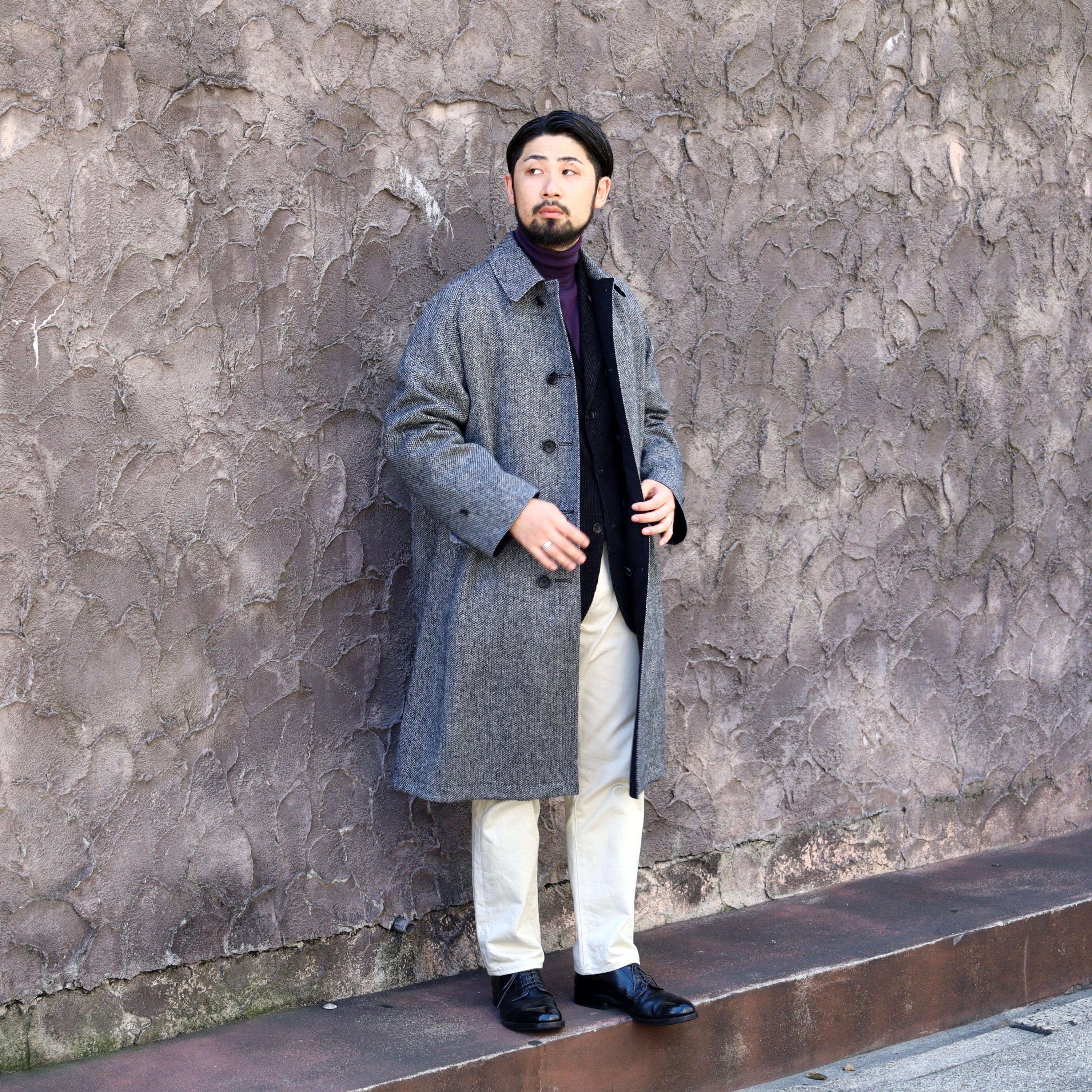 SINGLE RAGLAN COAT Ⅱ REVERSIBLE BLACK – ANATOMICA NAGOYA