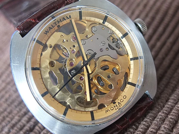 HB-0256| ウォルサム モナコ WALTHAM MONACO 両面スケルトン 17石 手巻