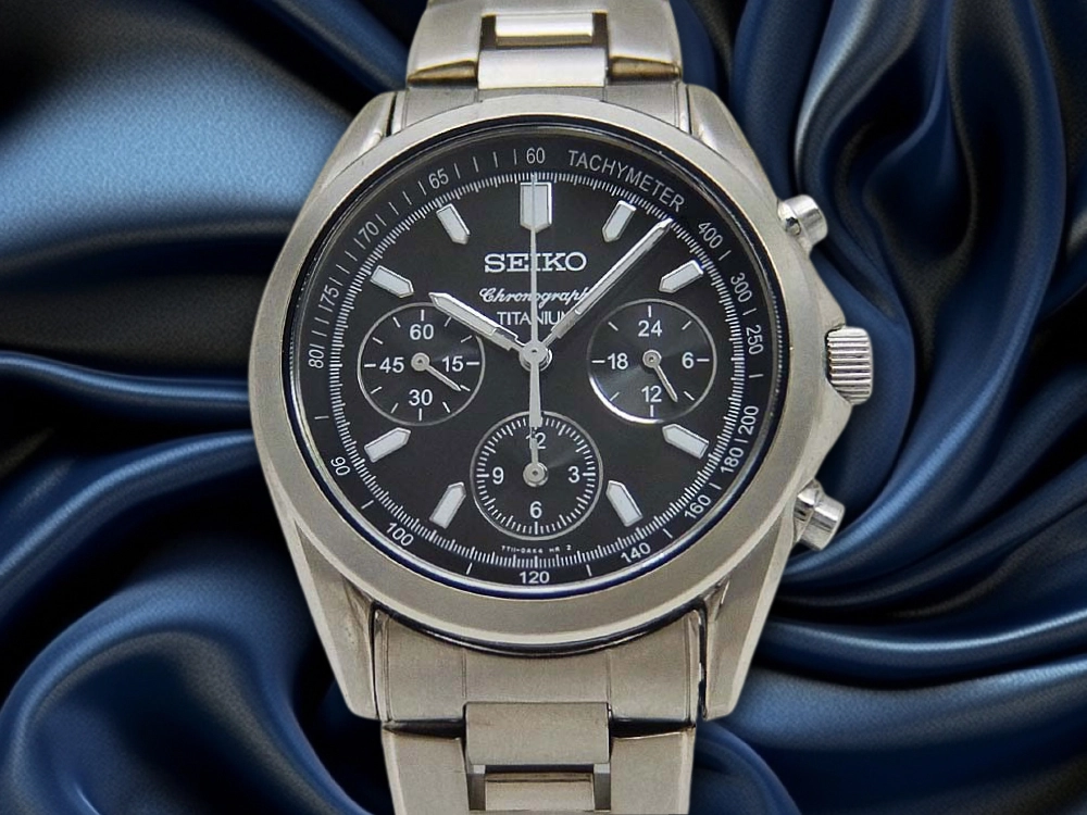 JA-2796| セイコー クロノグラフ 7T11-0AH0 チタン ブラックダイヤル