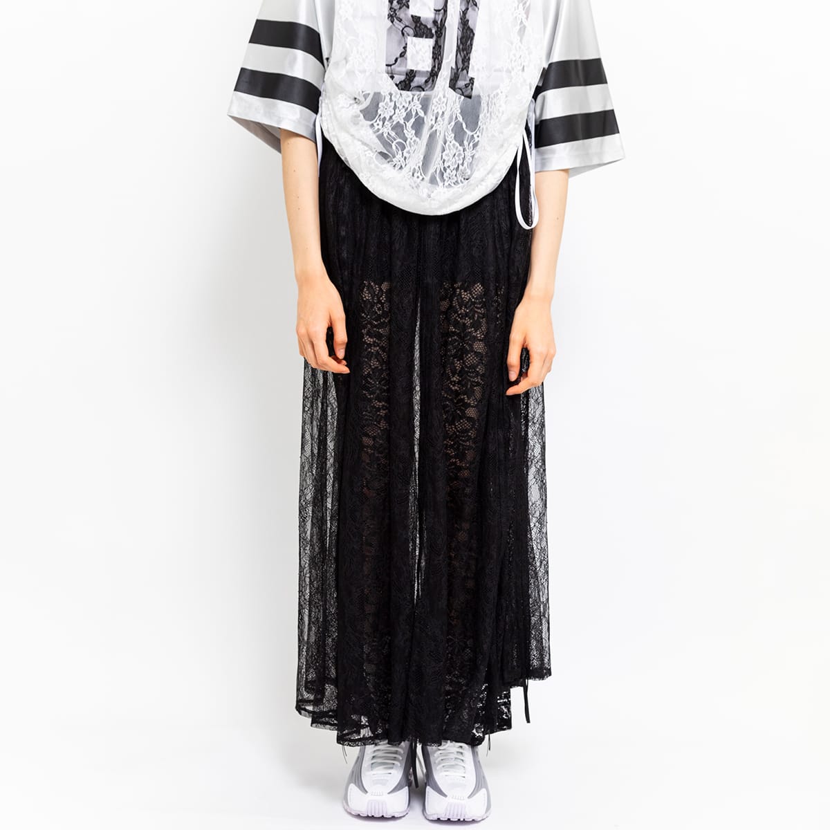 ANNA SUI NYC ボタニカルモチーフ レース ドロスト ドレープスカート