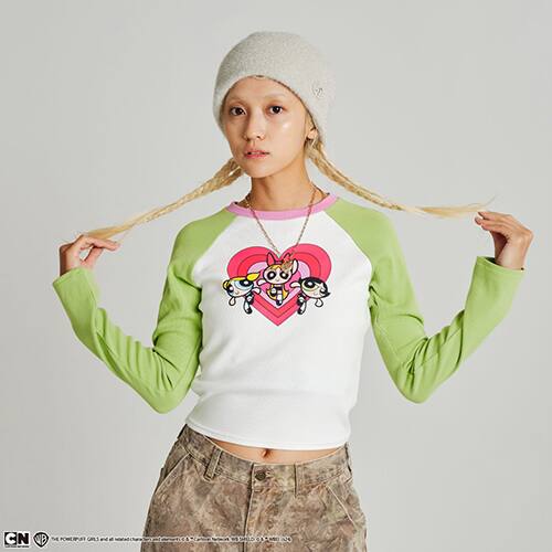The Powerpuff Girls X atmos pink Knit Sweater GREEN（ザ パワーパフ