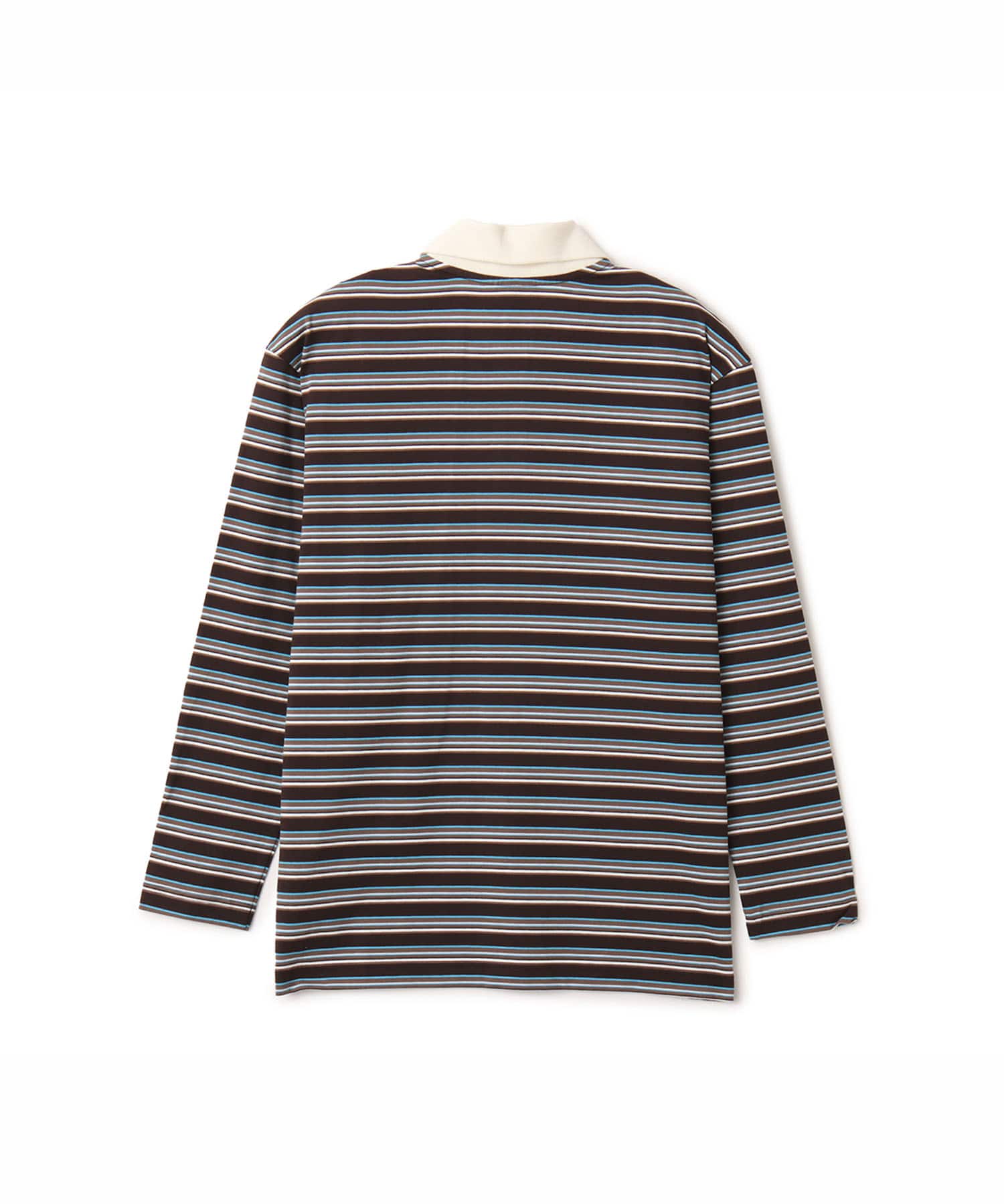 adidas STRIPED OVZD LS POLO SHIRT オーロラコーヒー（アディダス