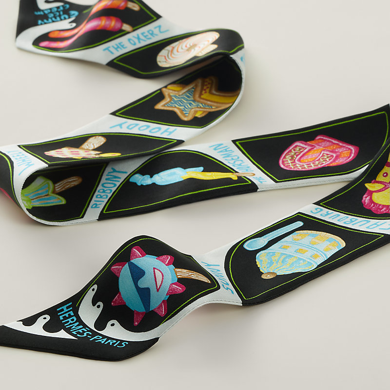 Funny Ice Cream Twilly - Black | Hermès Canada