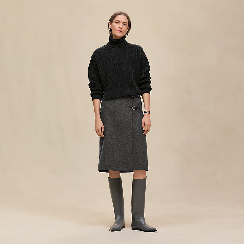 Long-sleeve thick sweater - Grey | Hermès USA