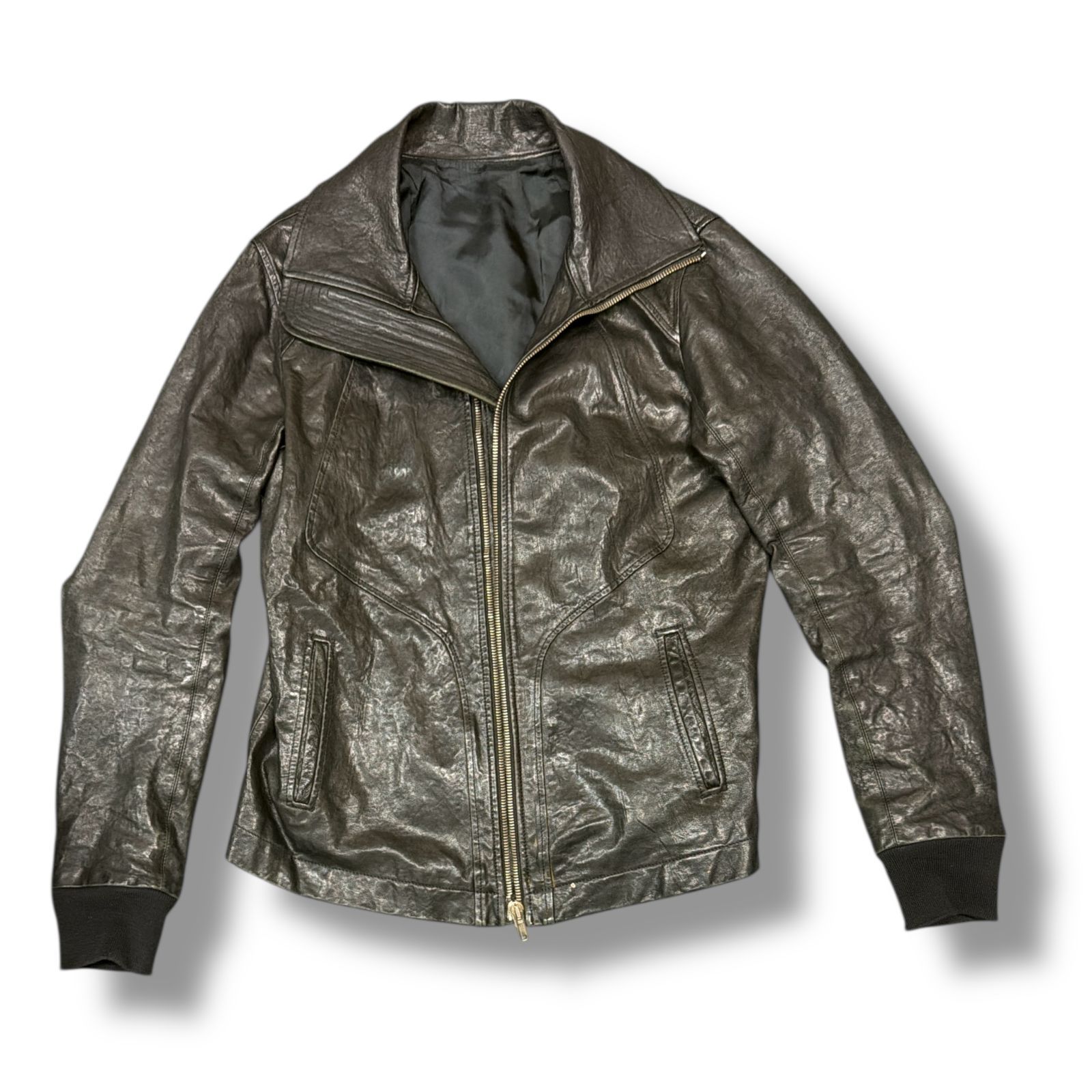 RICK OWENS 09AW CRUST期 ハイネックレザージャケット ブルゾン リック