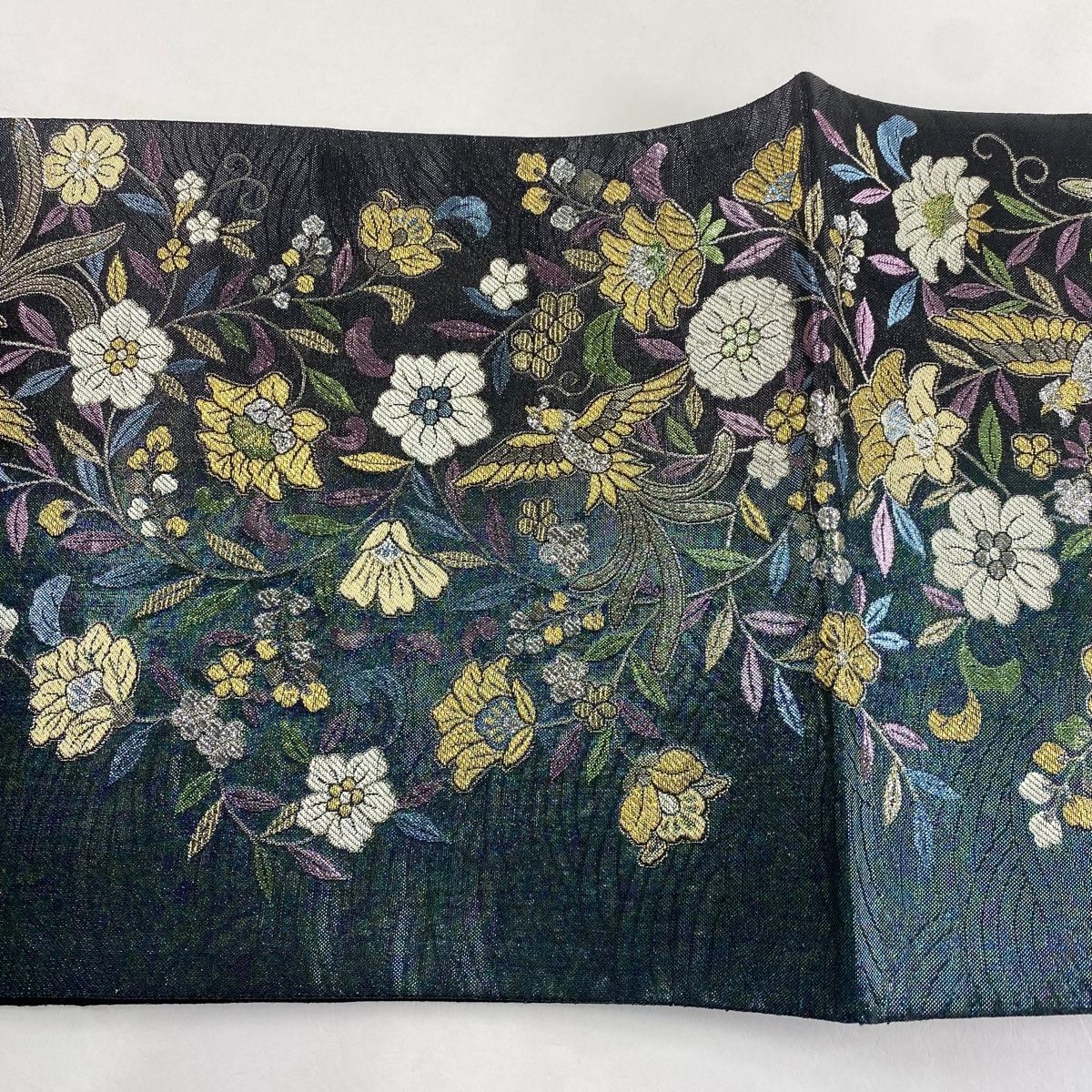 袋帯 秀品 草花 尾長鳥 金糸 箔 緑 六通 正絹 【中古】 - メルカリ