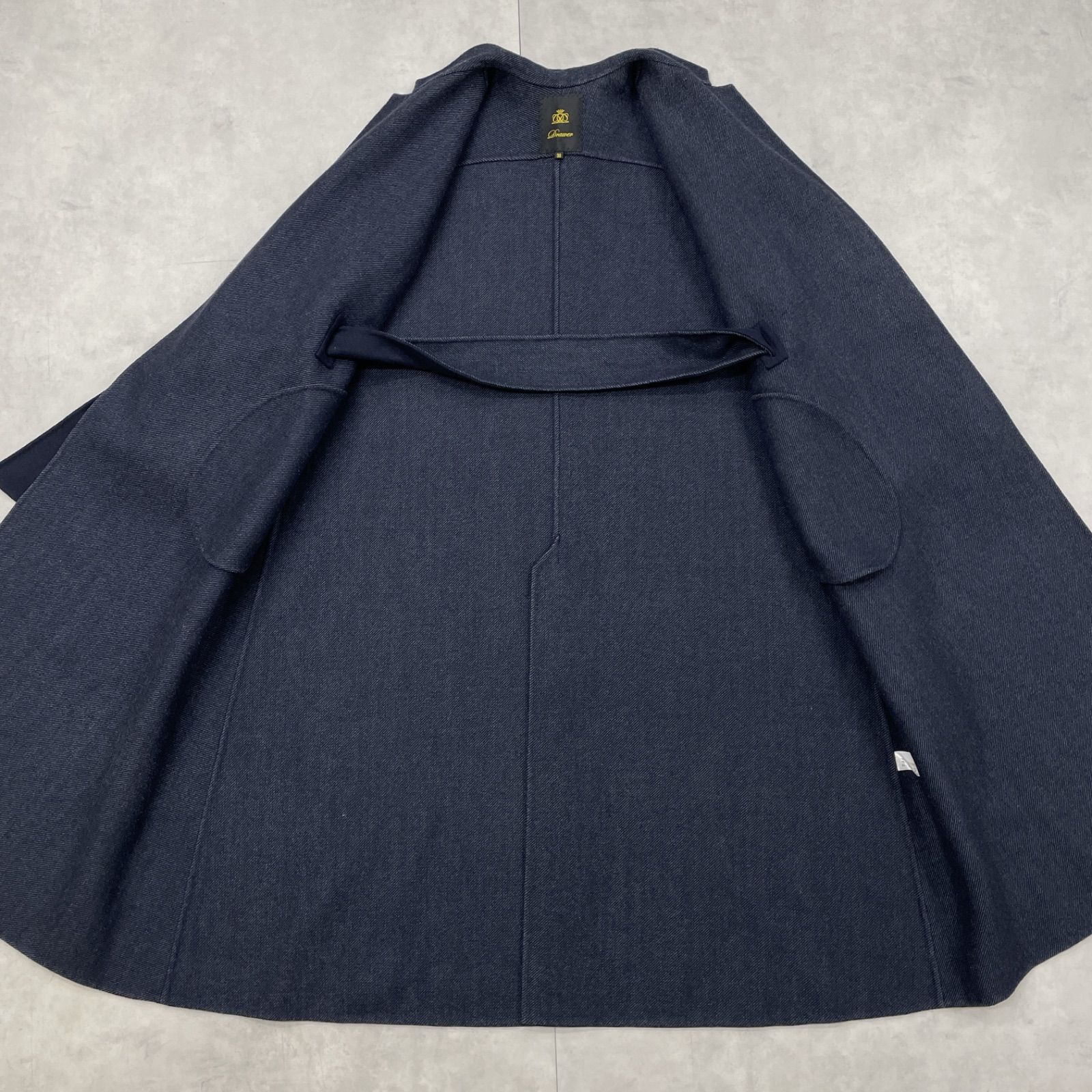 Drawer ドゥロワー ロングコート リバーコート ダブルフェイス ベルト