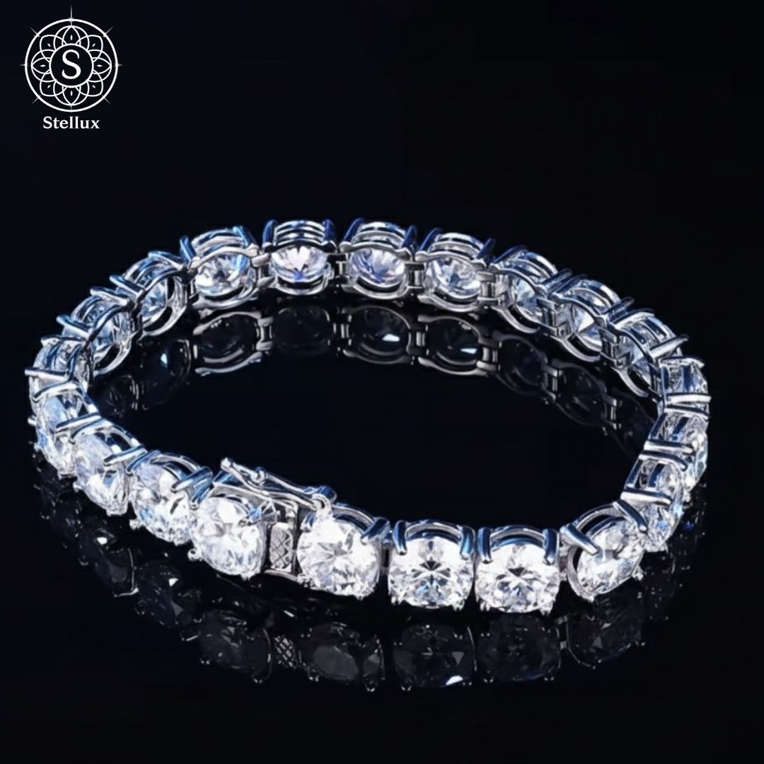 20ctの衝撃】極太6.5mmモアサナイト テニスチェーンブレスレット