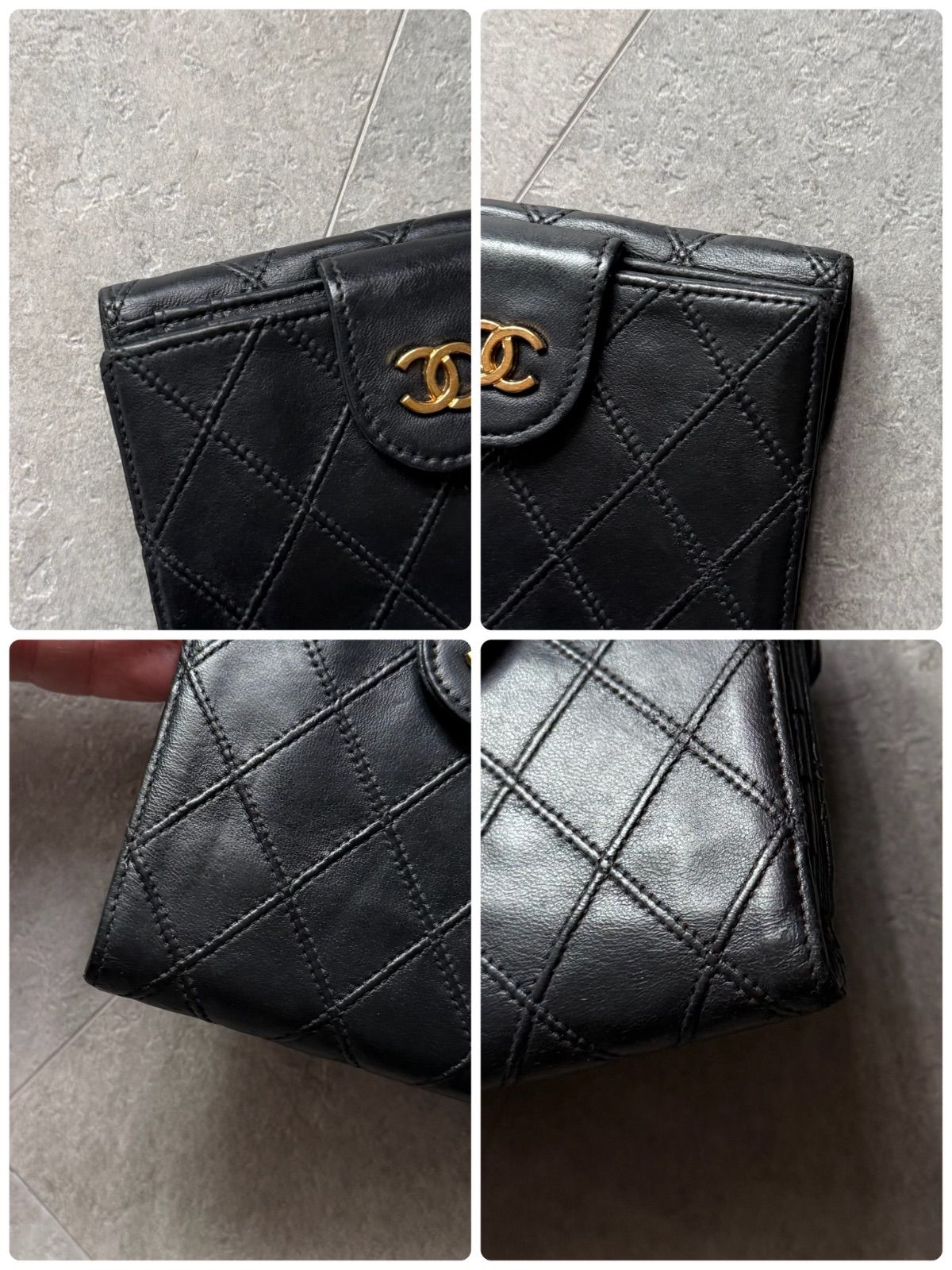 美品 CHANEL シャネル ビコローレ 二つ折り財布 レザー Wホック