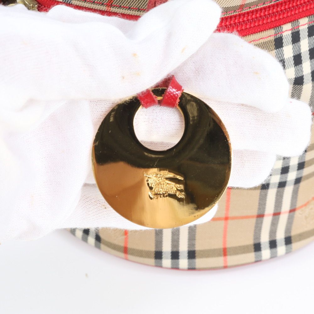 美品 バーバリー ノバ チェック バニティバッグ レザー キャンバス