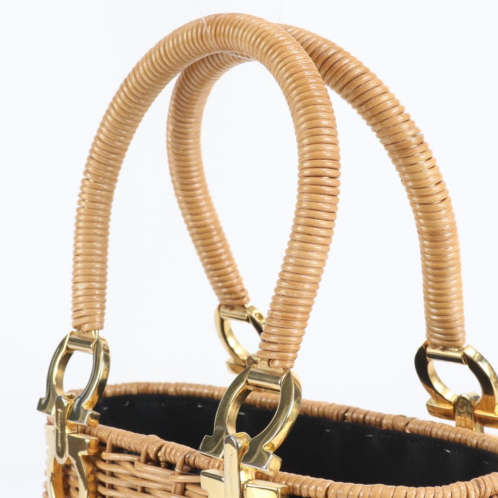 極美品 サルヴァトーレフェラガモ ガンチーニ ラタン かごバッグ