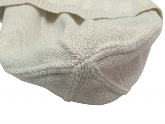 エルメス ニット帽 カシミヤ ラメ入り ホワイト Hロゴ マルジェラ期