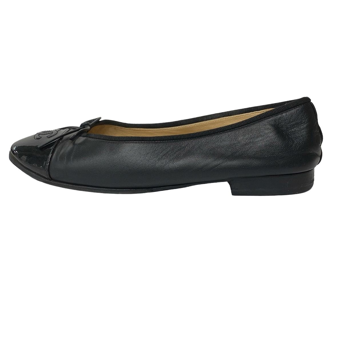 CHANEL(シャネル) フラットシューズ 38 1/2 C - G02819 黒 ココマーク