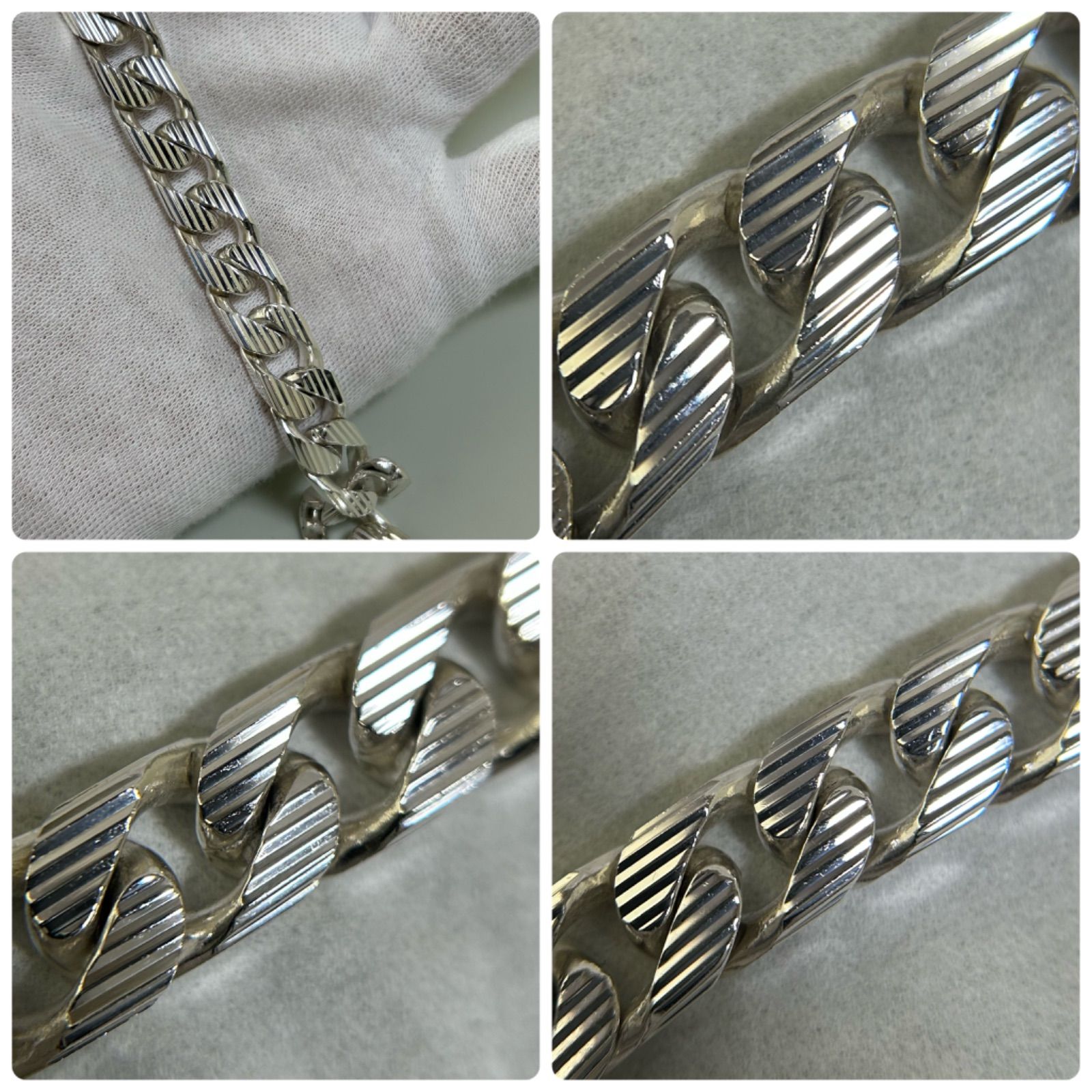 グッチ ブレスレット 喜平 ストライプ 重厚 シルバー925 GUCCI #20