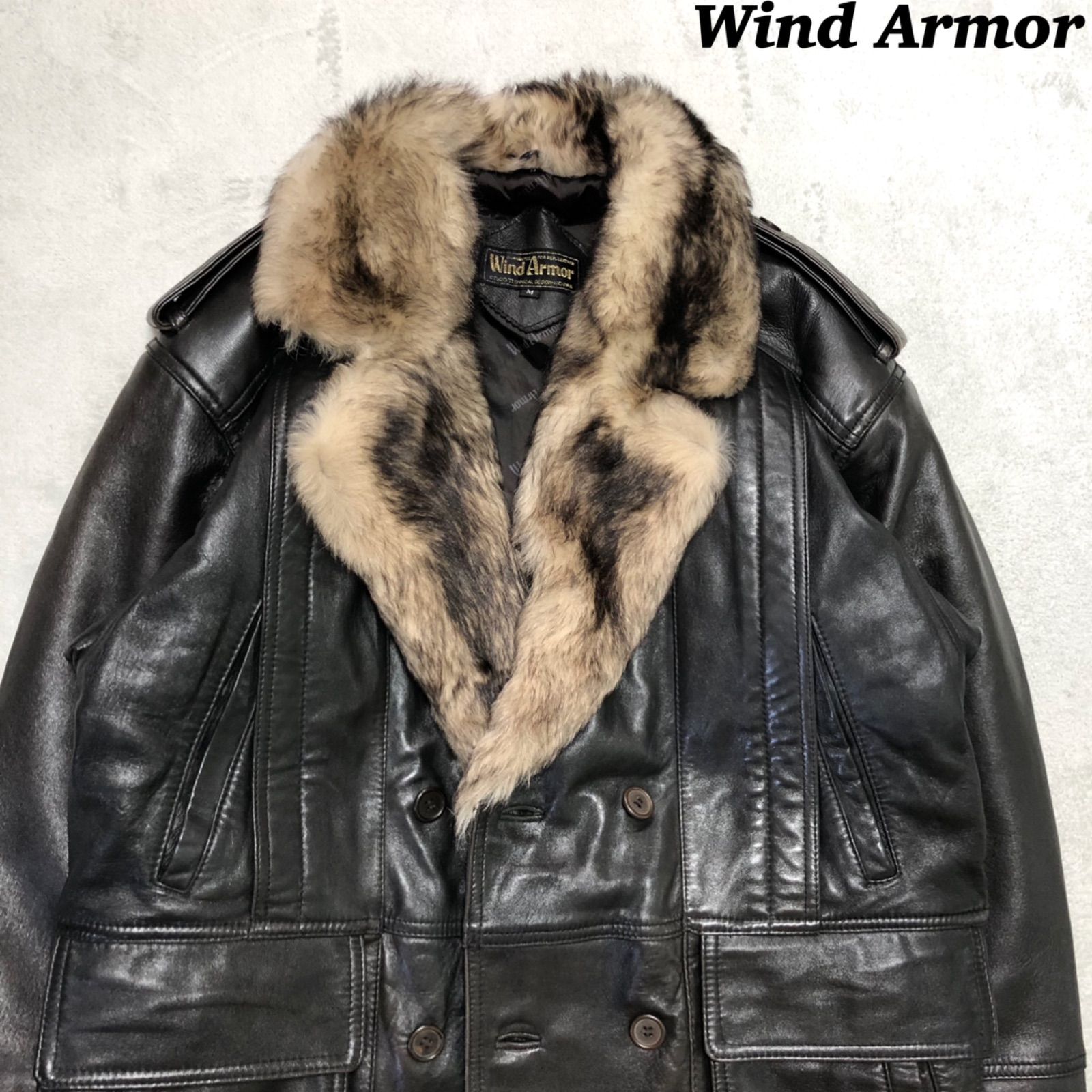 Wind Armor レザーコート 襟ファー ミリタリー 羊革 Mサイズ カー