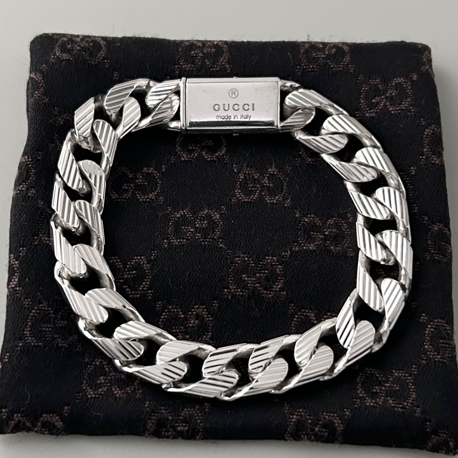 Shun様 グッチ ブレスレット 喜平 ストライプ 重厚 SV925 GUCCI #18