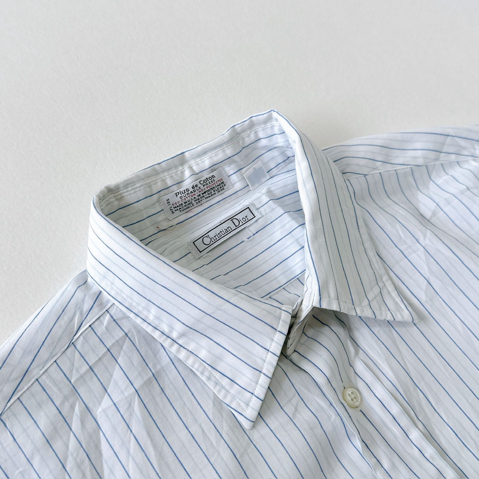 90s クリスチャンディオール ストライプ ドレスシャツ USA製 刺繍ロゴ