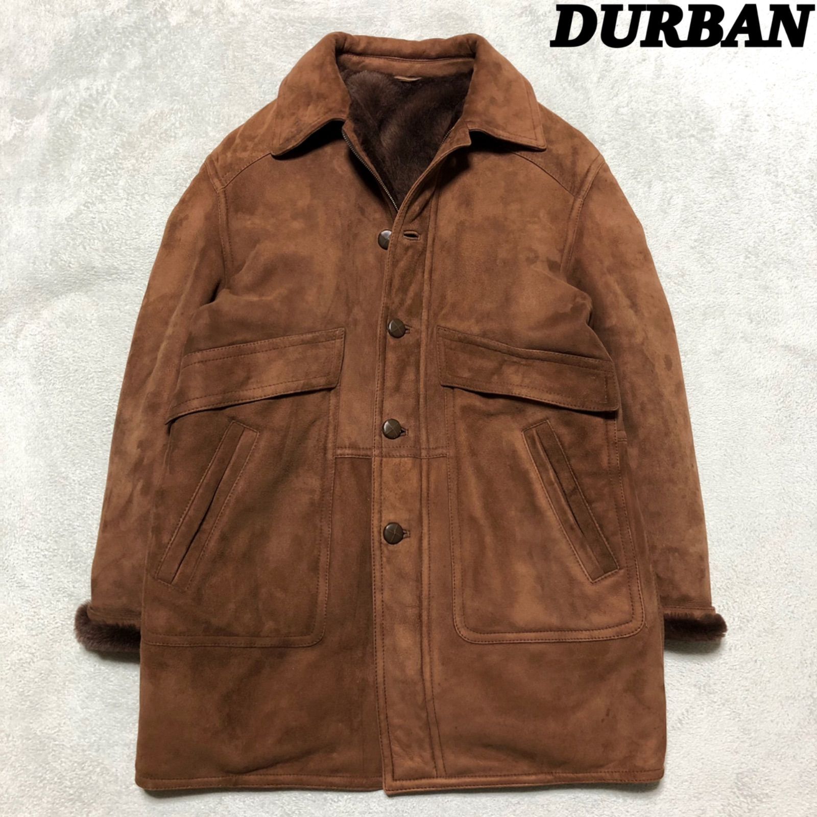 D'URBAN イタリア製 ムートンコート レザーカーコート ボア 羊革 48