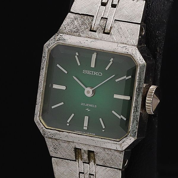 稼動 セイコー 20石 17-3330 手巻き 緑文字盤 レディース腕時計 KTR