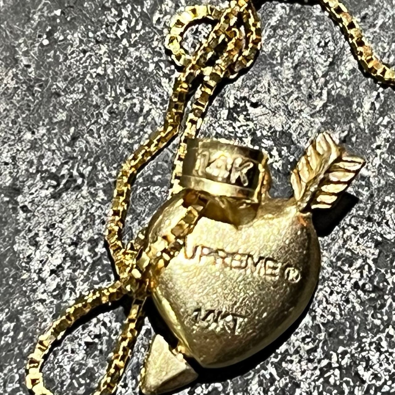 国内正規 美品 SUPREME 17SS 14k Gold Heart And Arrow Pendant ハート