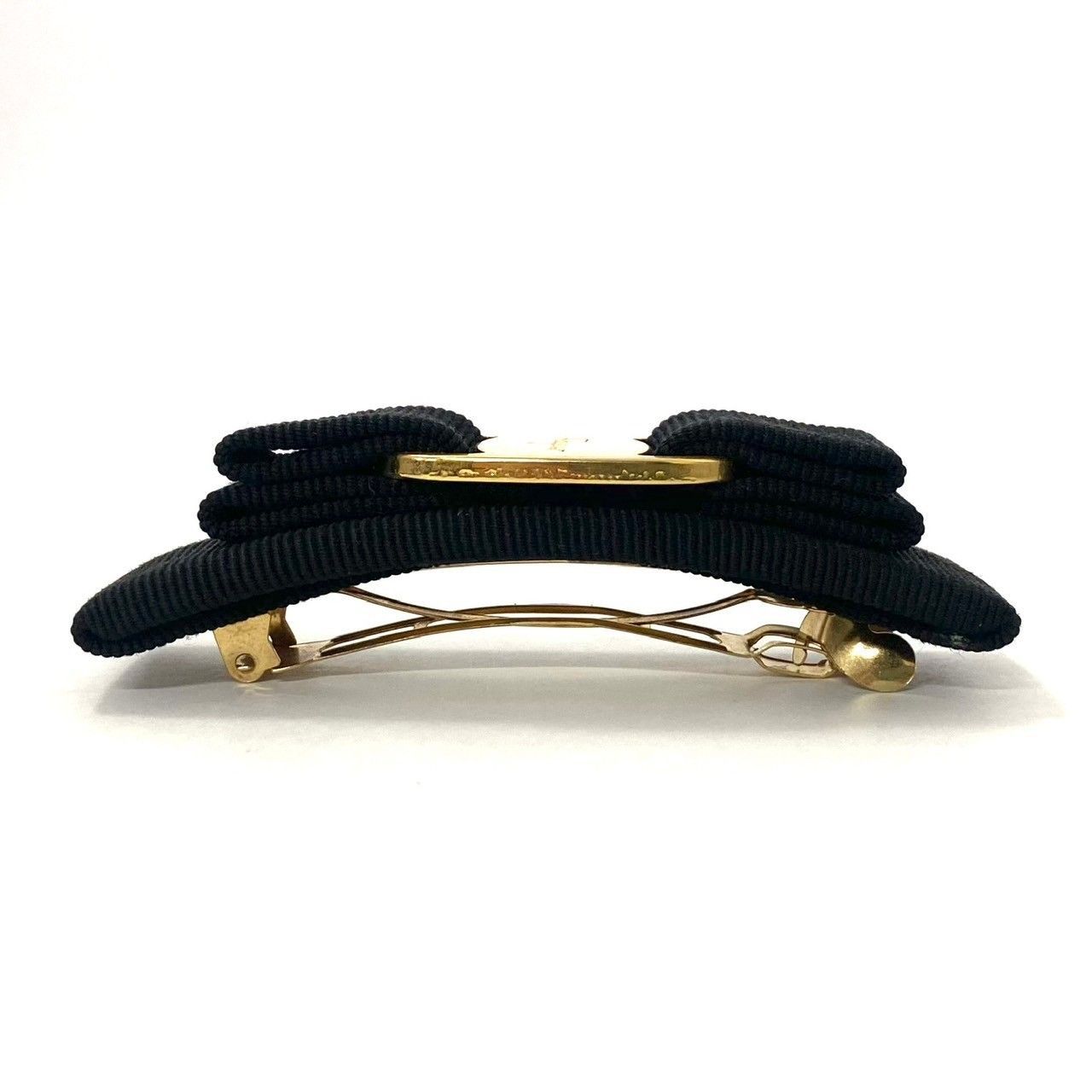 Ferragamo】ヴァラリボン バレッタ ブラック/黒 ゴールド/金 カラー 髪