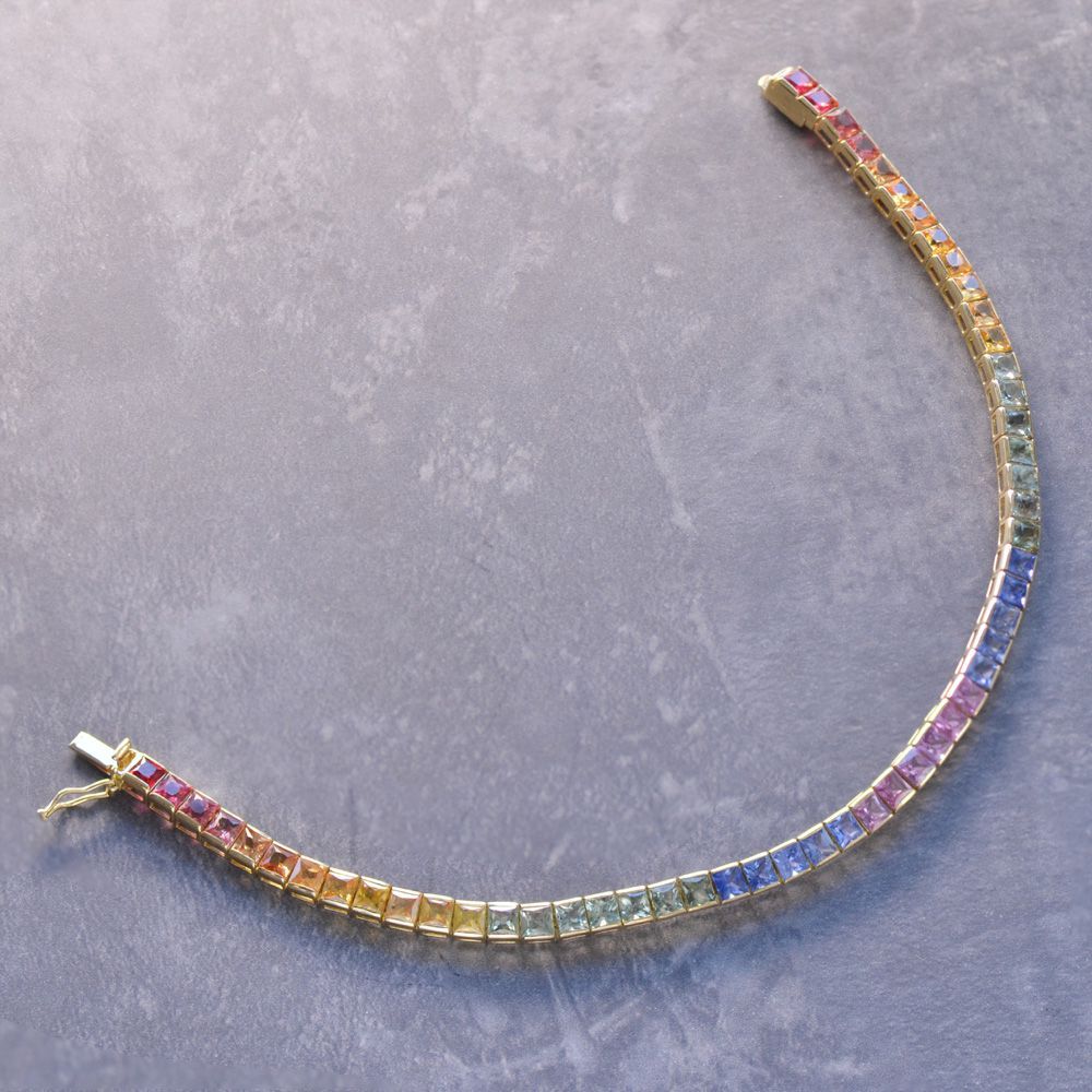 テニスブレスレット メンズ 18金 ブレスレット サファイア