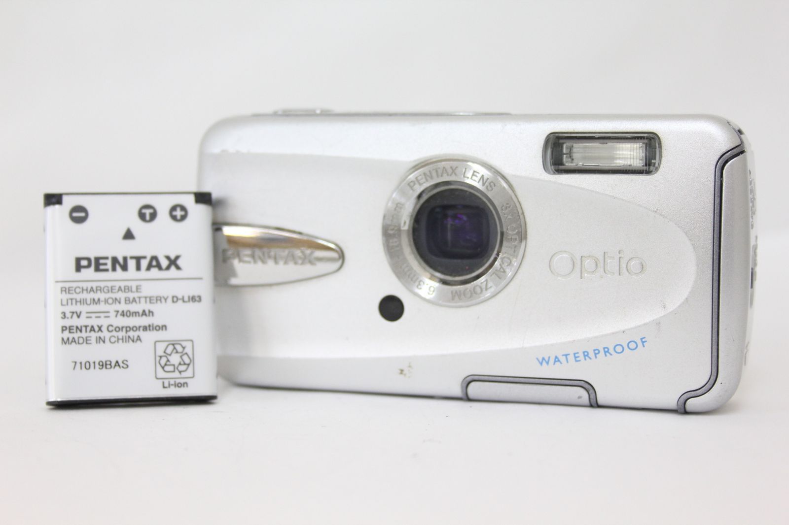 返品保証】 ペンタックス Pentax Optio W30 3x バッテリー付き