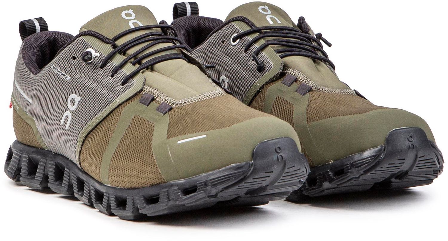 Mens On Cloud 5 Waterproof Sneakers In Olive Green/Black | Soletrader