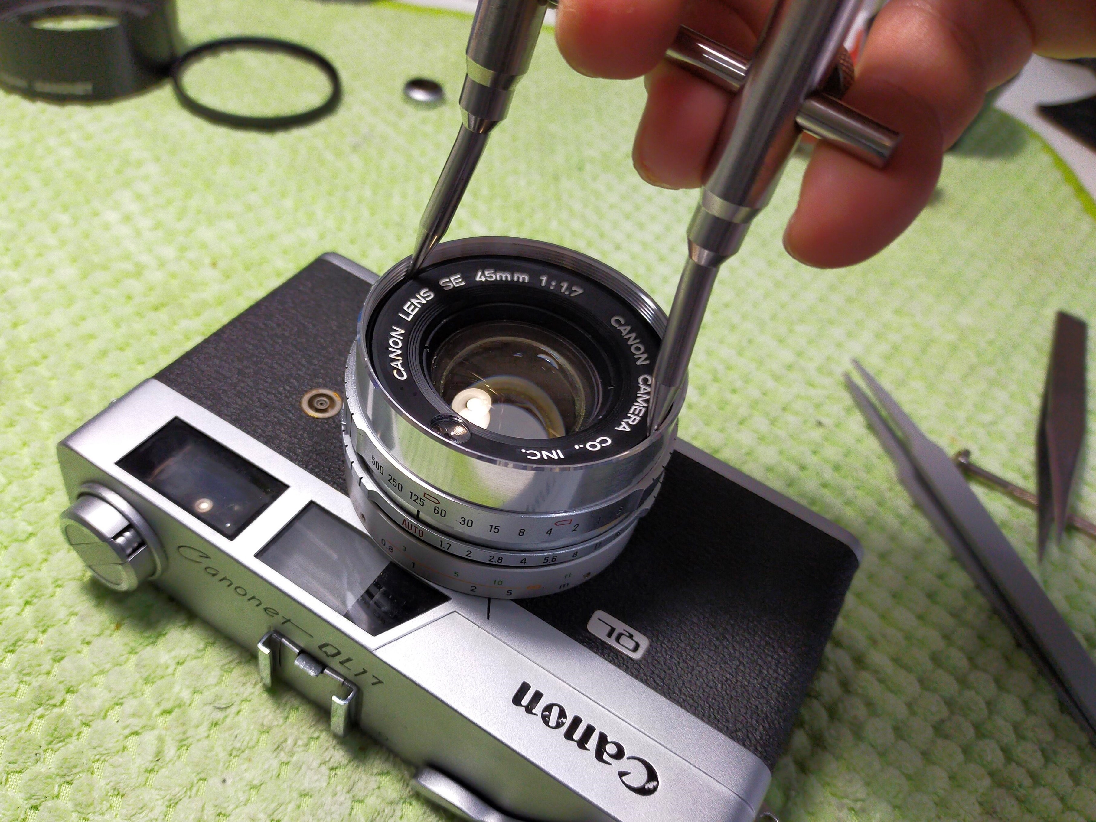 Canon Canonet QL17の分解｜フィルムカメラ修理のアクアカメラ