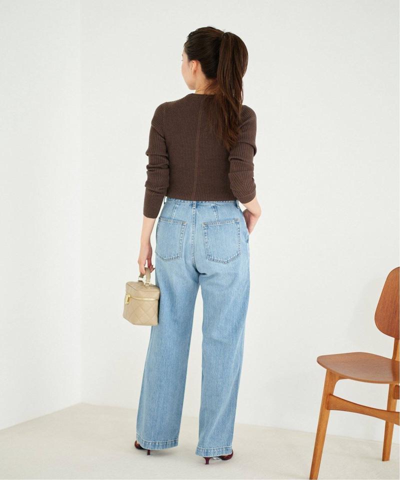 IENA(イエナ)の「エクストラファインメリノリブ クルーネックプル