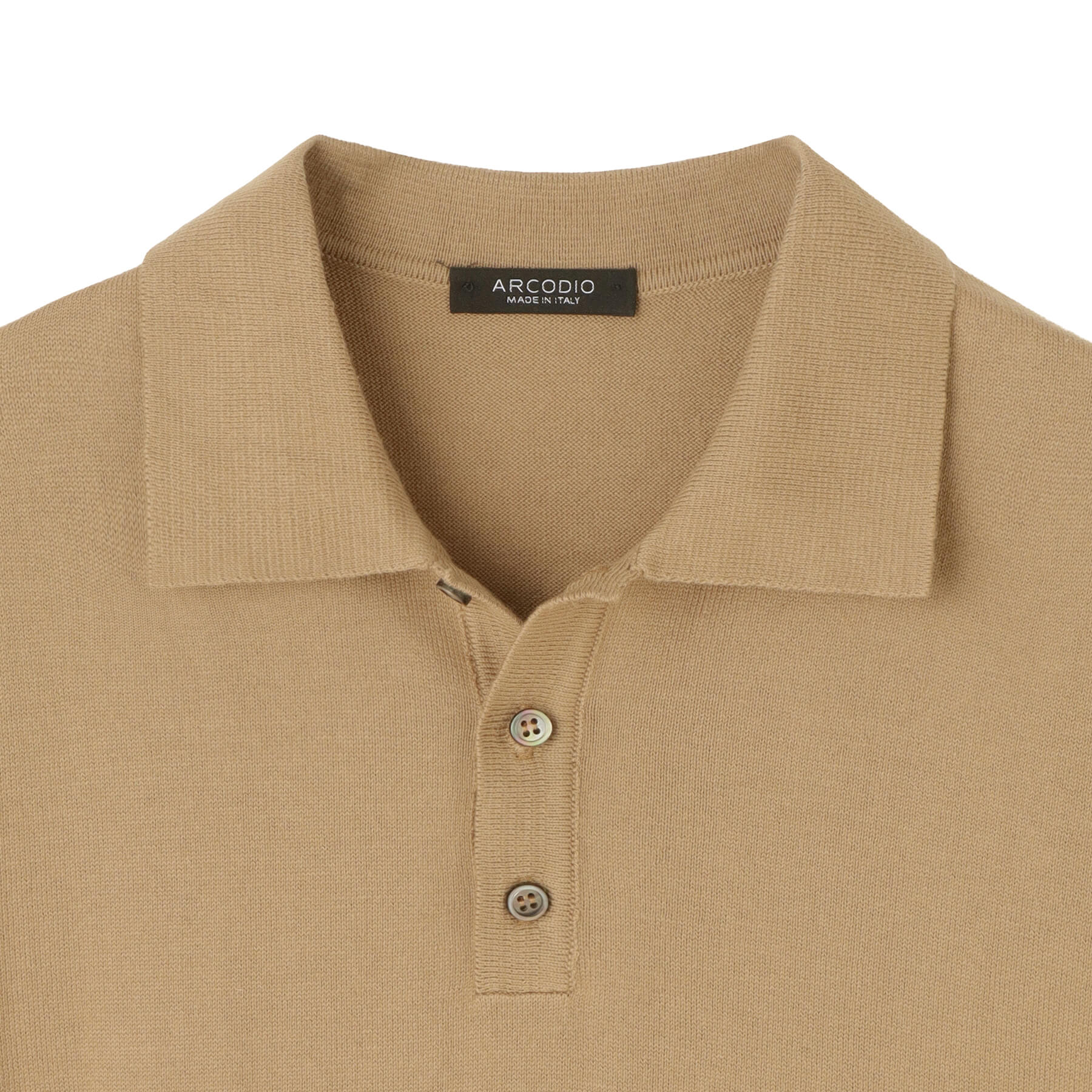 予約販売】イタリア製コットンニット 半袖ポロ col.キャメル - ARCODIO