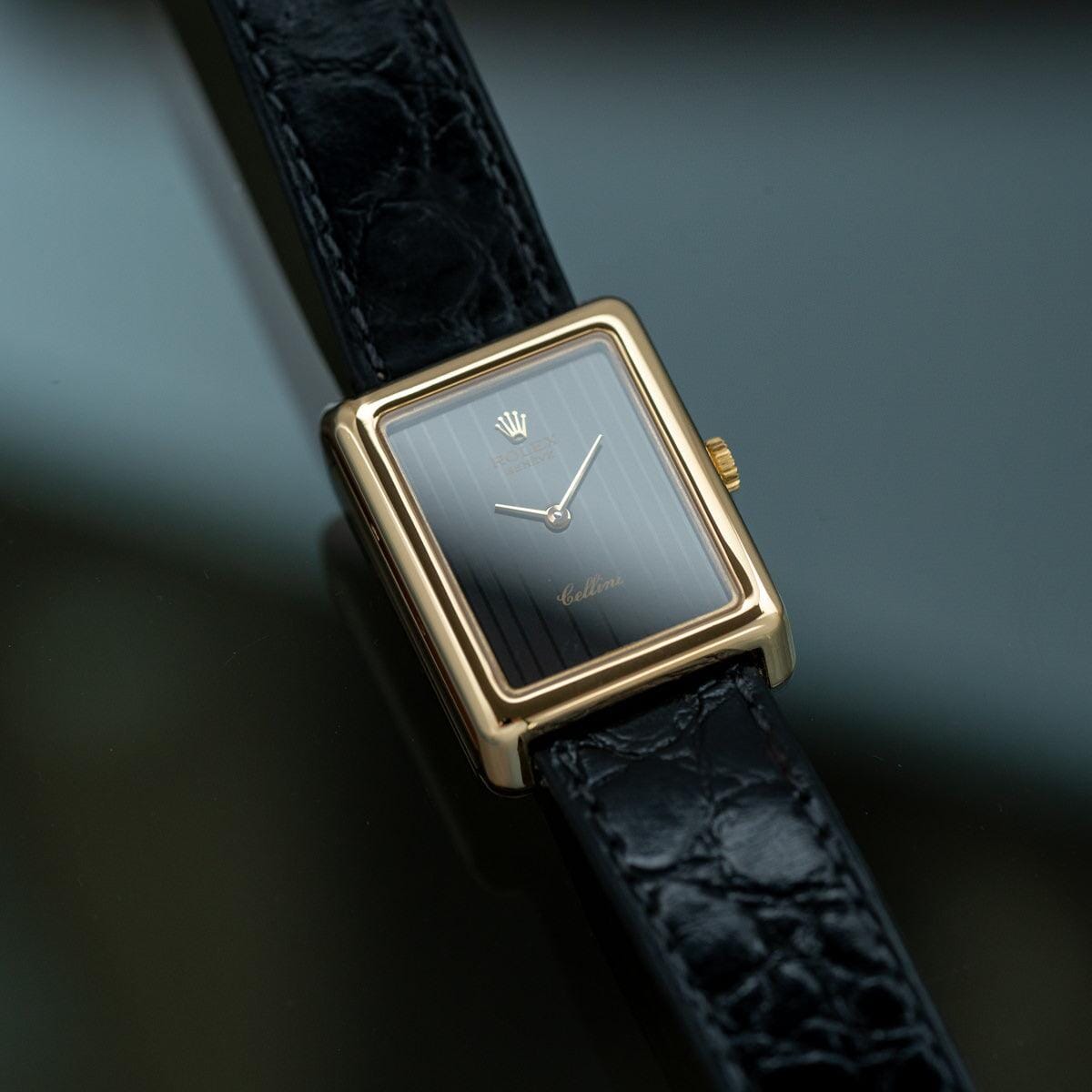 ロレックス チェリーニ 4103 レクタングル YG ブラックダイアル