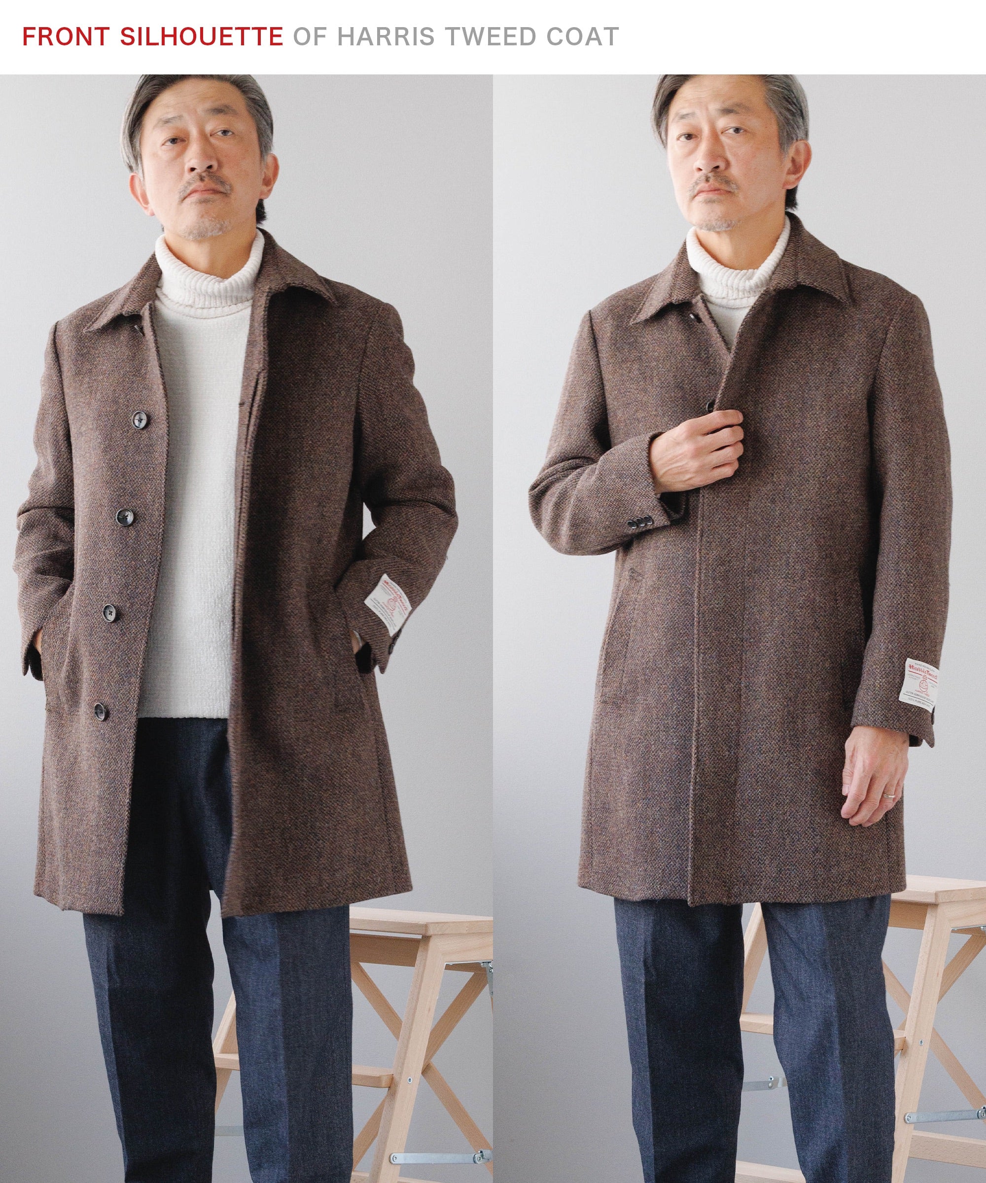 HARRIS TWEED ] ツイードステンカラーコート – AWC │ active worker