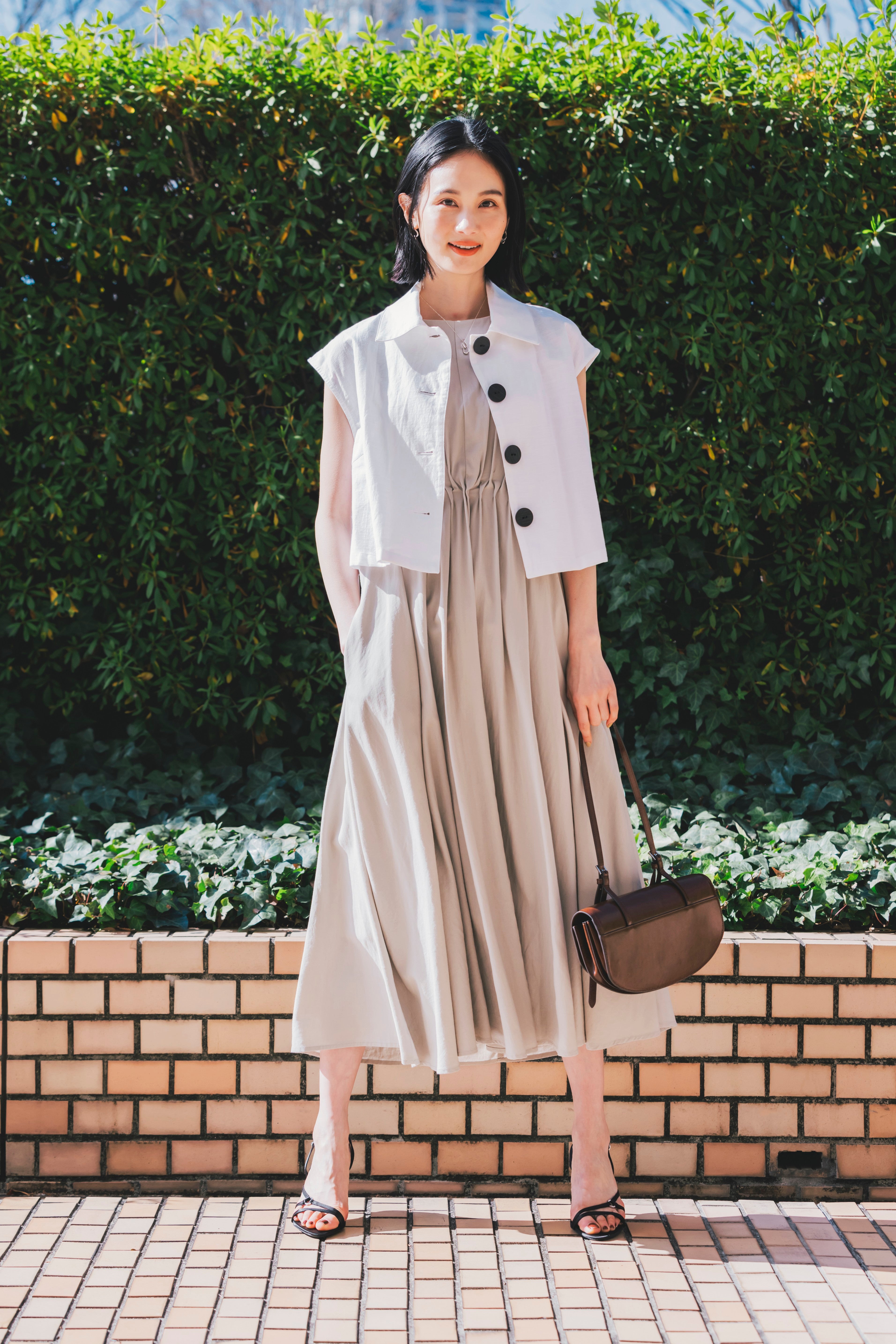 麻混ノースリーブワンピース NS-307 – ATELIER N'S