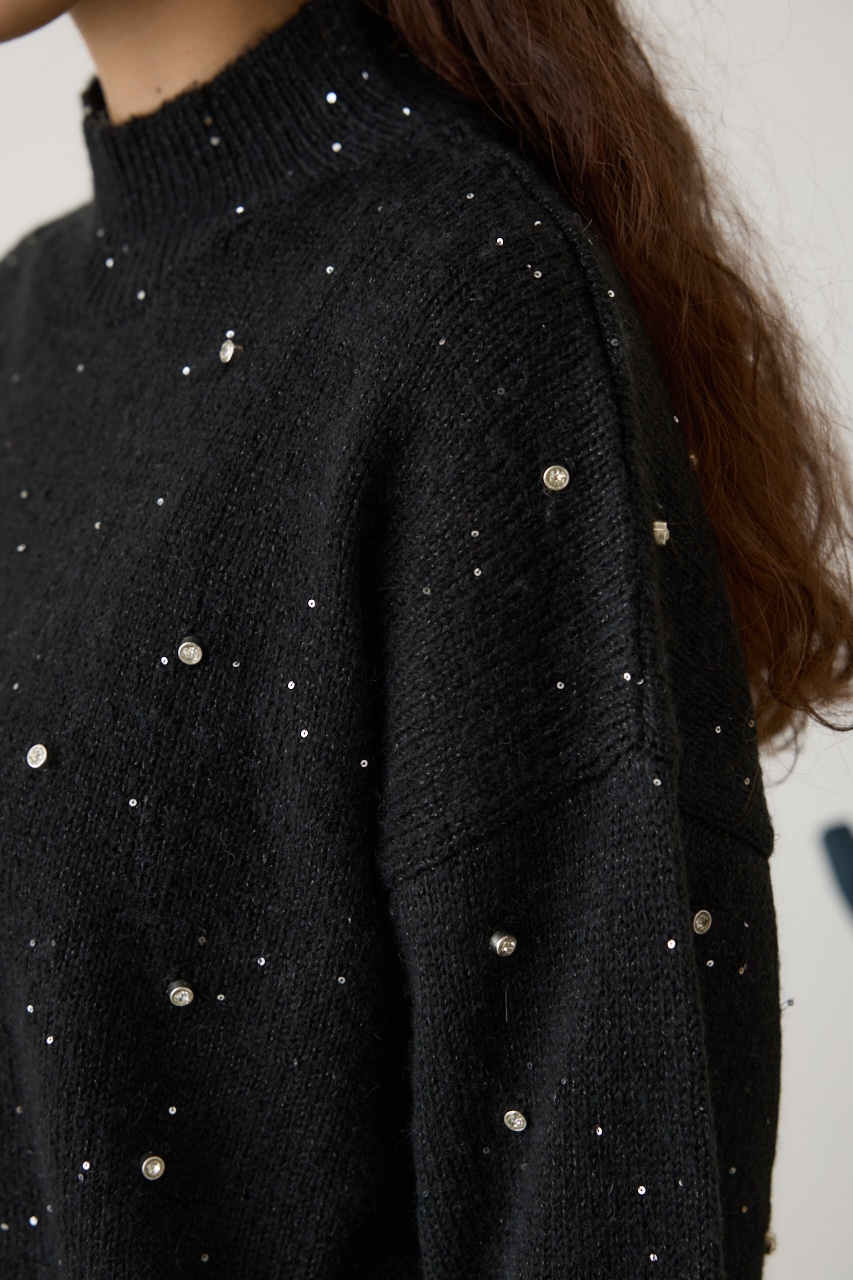 crie conforto】ラインストーンニット｜WOMEN｜254HAT70-099I｜AZUL BY