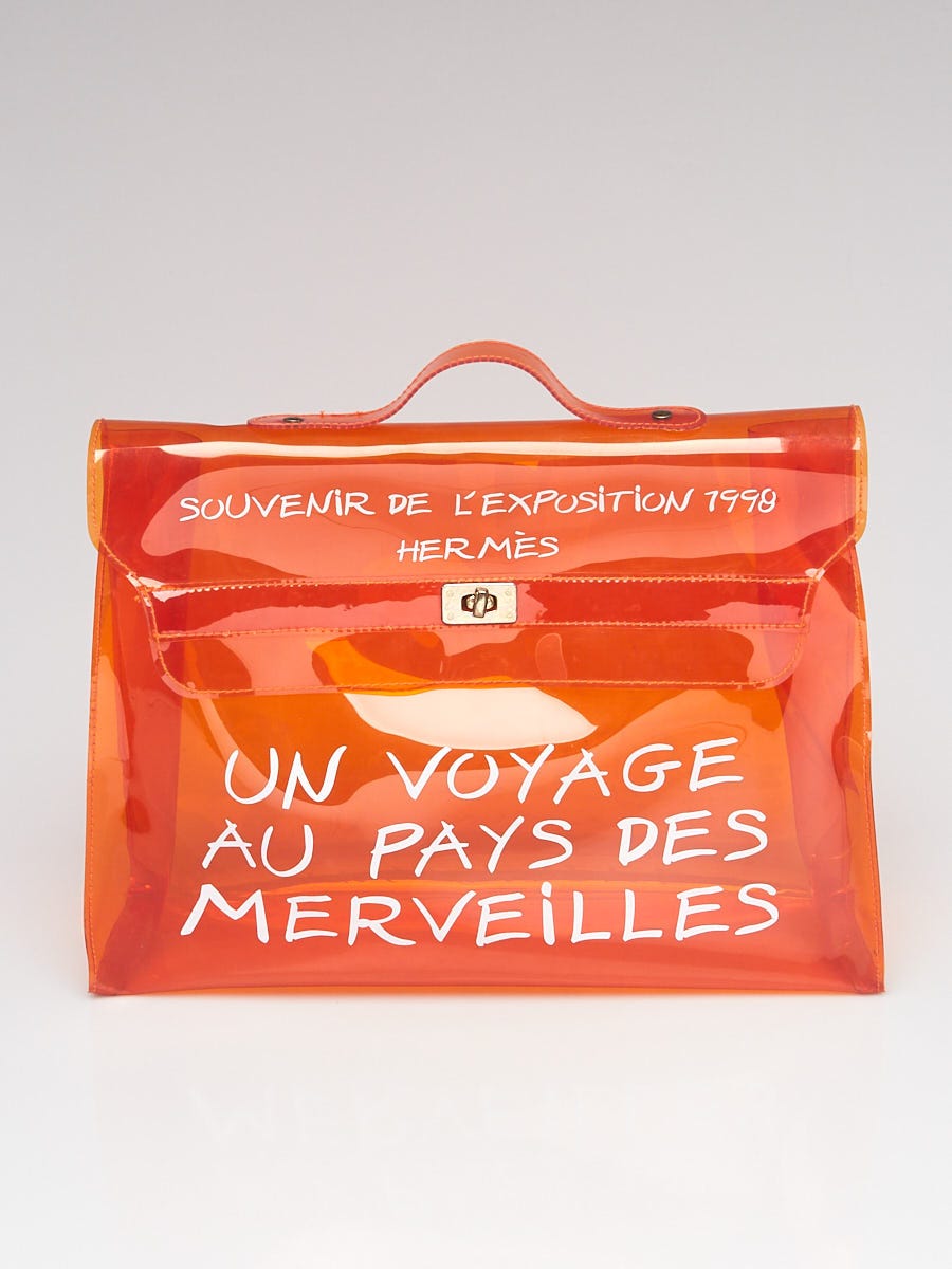 Hermes Orange Transparent Vinyl souvenir De L'Exposition Kelly Bag