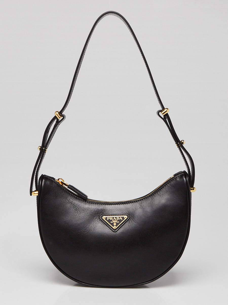 Prada Black Soft Calf Leather Zip Shoulder Bag - 1BC194 | Yoogi's