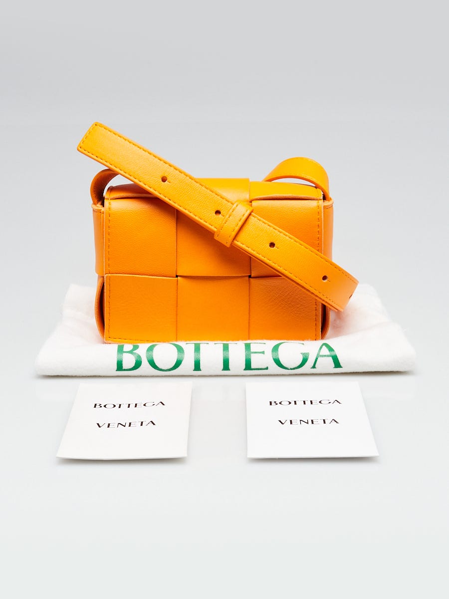 Bottega Veneta Orange Leather Maxi Weave Candy Cassette Crossbody