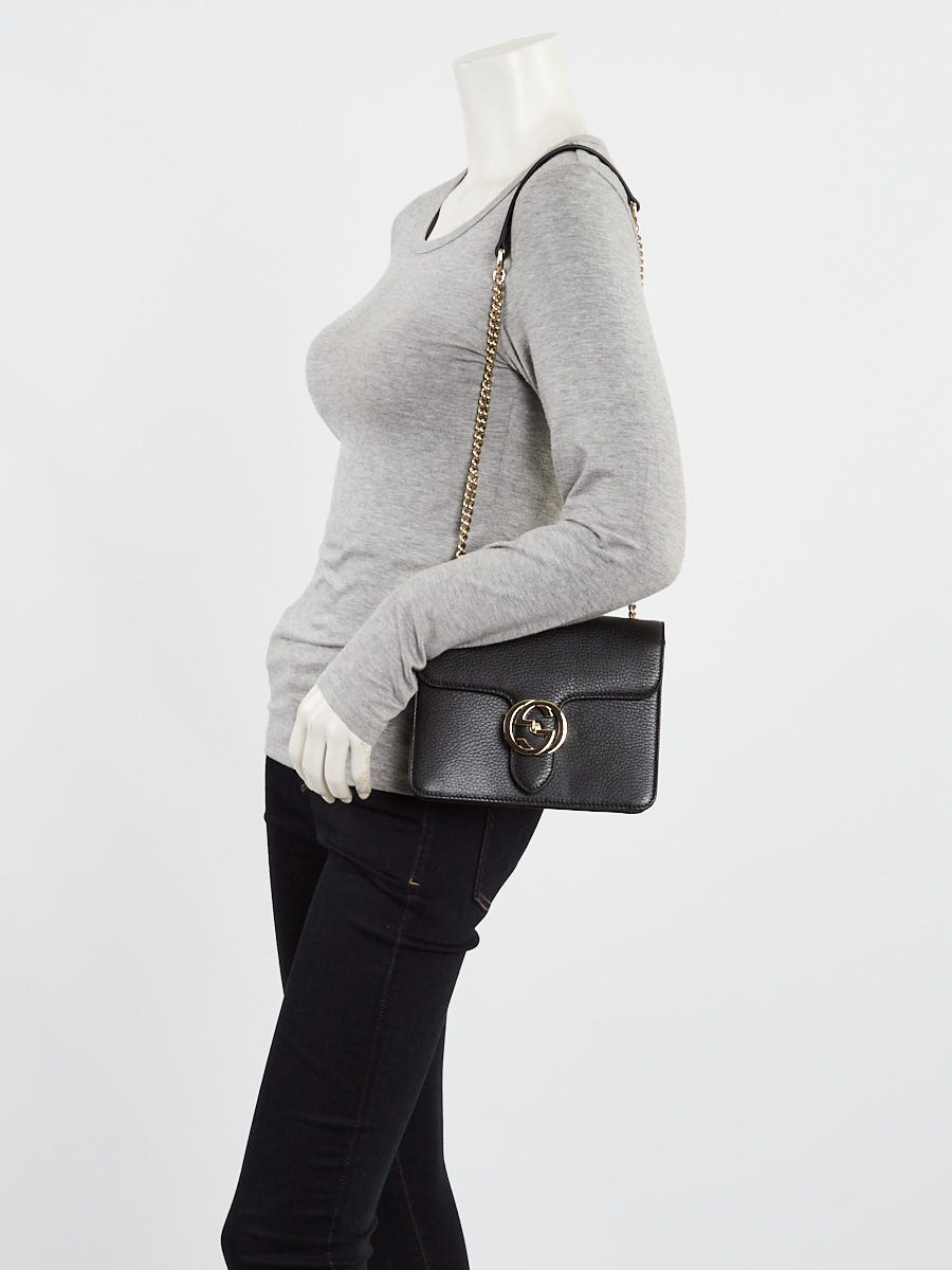 Gucci Black Calfskin Leather Interlocking G Dollar Crossbody Bag