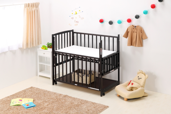 ハイタイプベッド ツーオープン【ダークブラウン】収納棚付 | ベビー