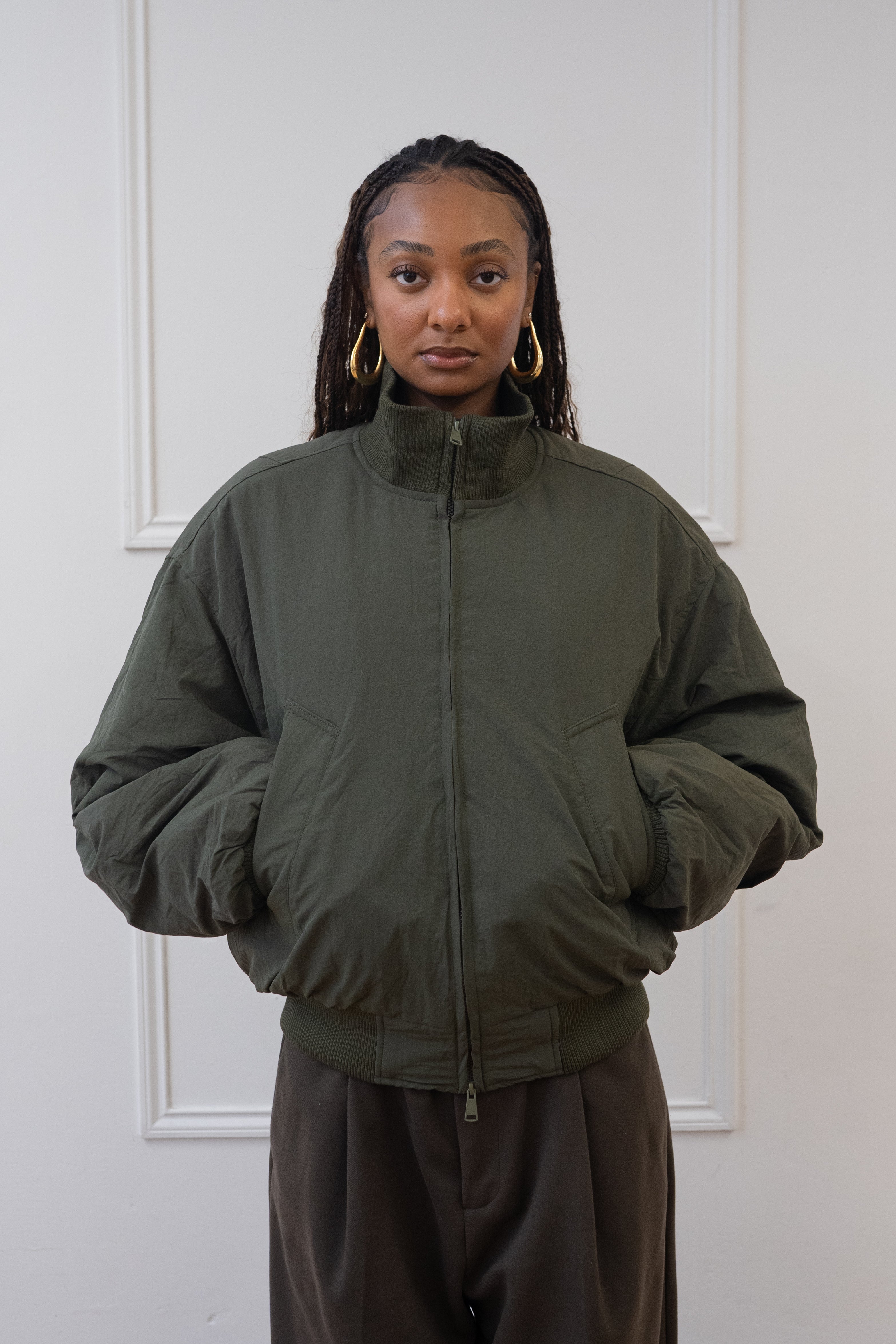 PUFFY BOMBER JACKET, SAGE – Beaulares