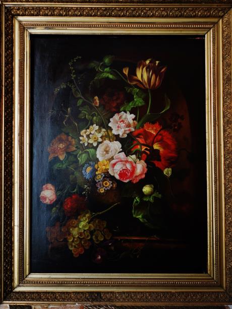 西洋骨董屋 フランスアンティーク ブーケ静物画 花の絵 油絵