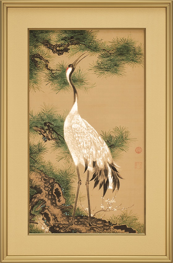 鶴の絵の木製屏風 3つ折り 野口雅宝 肉筆 二曲屏風『金彩大鶴絵』| 東京書芸館公式通販ウェブ