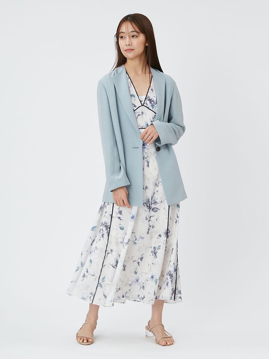 新作！サテンパイピングプリントシフォンワンピース | FRAY I.D