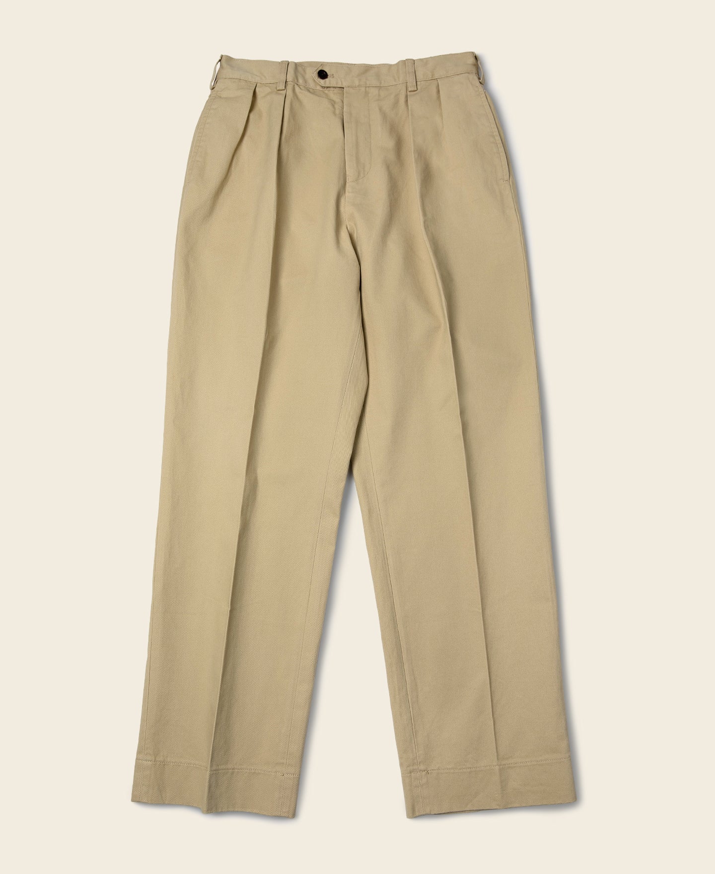 1930s IVY Style Double Pleated Chino Trousers - Khaki | Bronson