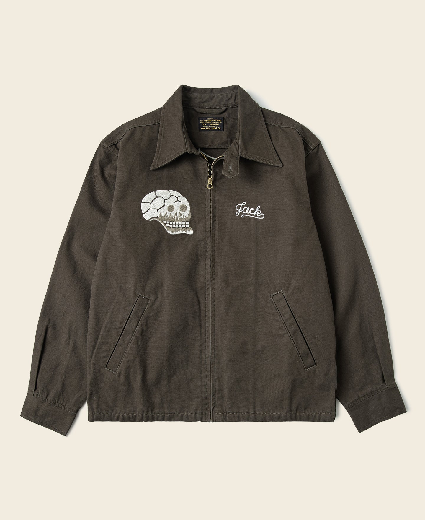 1960s Skull Embroidery Vietnam Souvenir Jacket - Green | Bronson