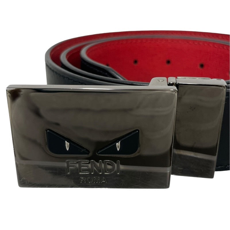 FENDI】フェンディ モンスター リバーシブル ベルト レザーメンズ 黒