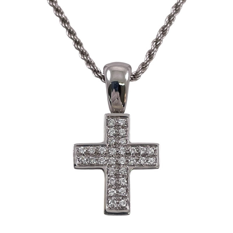 Damiani】ダミアーニ クロス 十字架 ネックレス K18ホワイトゴールド