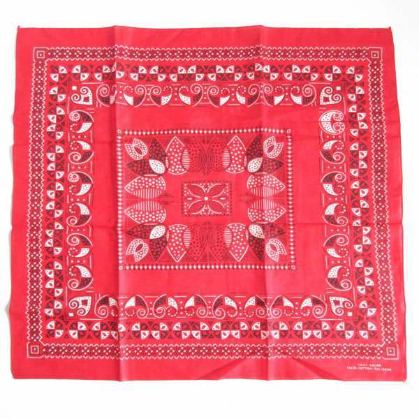 60s 新品 USA製 ビンテージ バンダナ 2枚セット RN15234 赤系 100